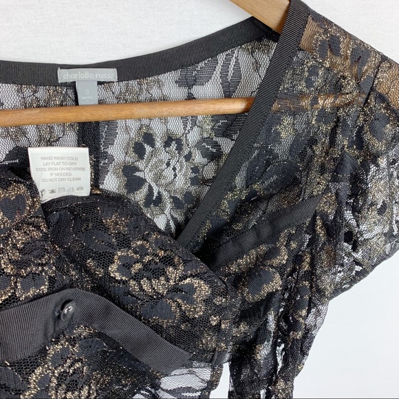 Charlotte Russe Ruffle Sleeve Sheer Lace Blouse - Picture 5 of 8